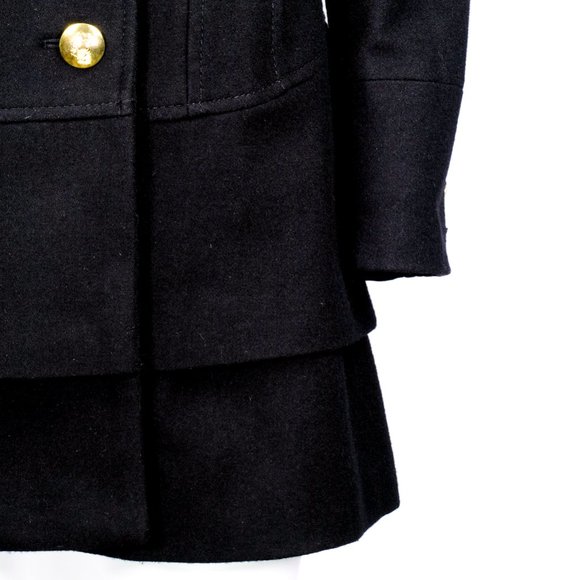 BLACK RIVET Black Wool Peplum Military Trench Coat - Picture 11 of 16